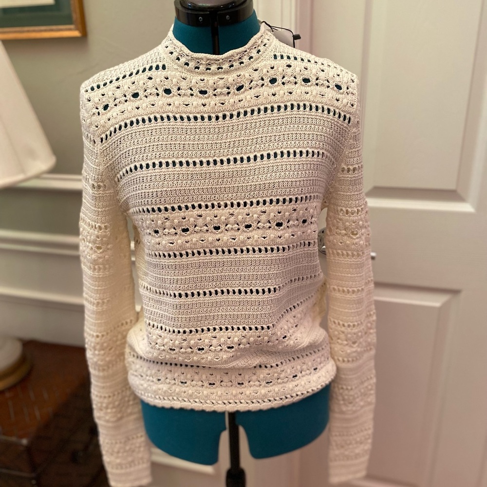 NWT ST. LAURENT Hand Lace Knit Sweater. Exquisite.